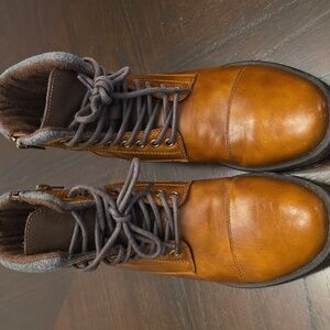 New J. Ferrar Men's Brown Vegan Leather Boots